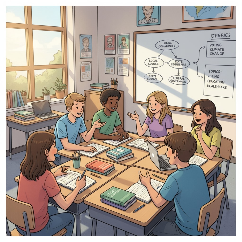 Students discussing civic education in a classroom as part of the U.S. Department of Education and America 250 Civic Alliance initiative
