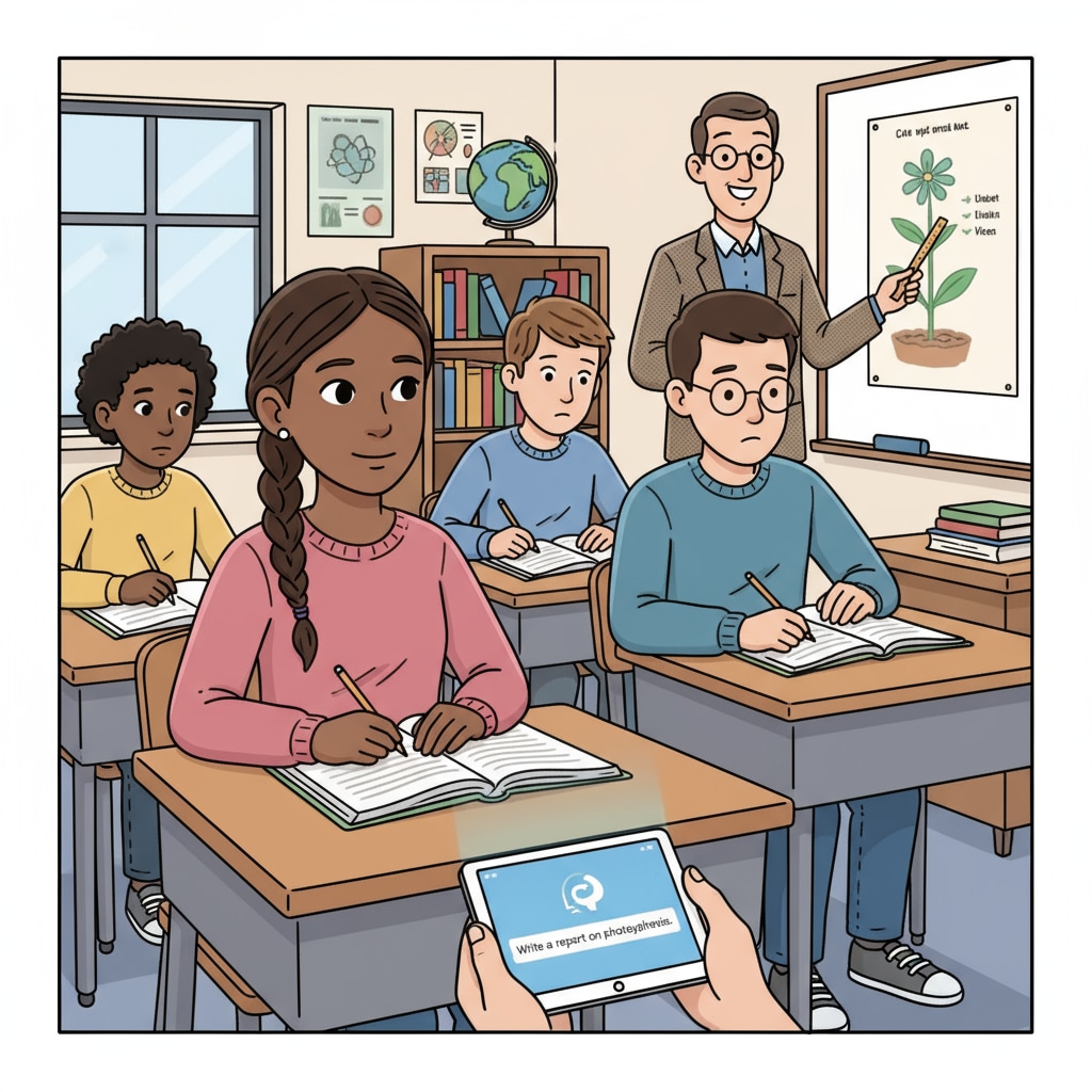 Students using ChatGPT for cheating in a classroom.