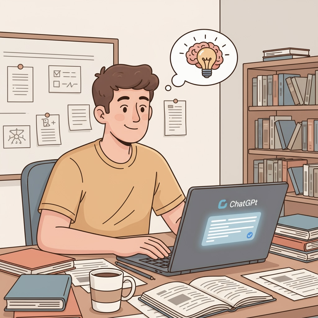 Student relying on ChatGPT for academic work.