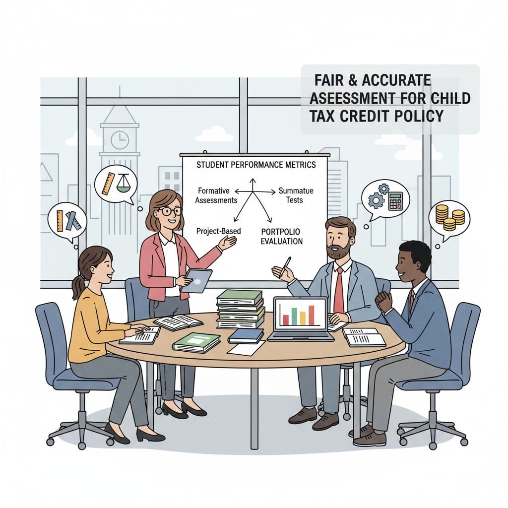 Teachers discussing fair measurement of student performance for child tax credit