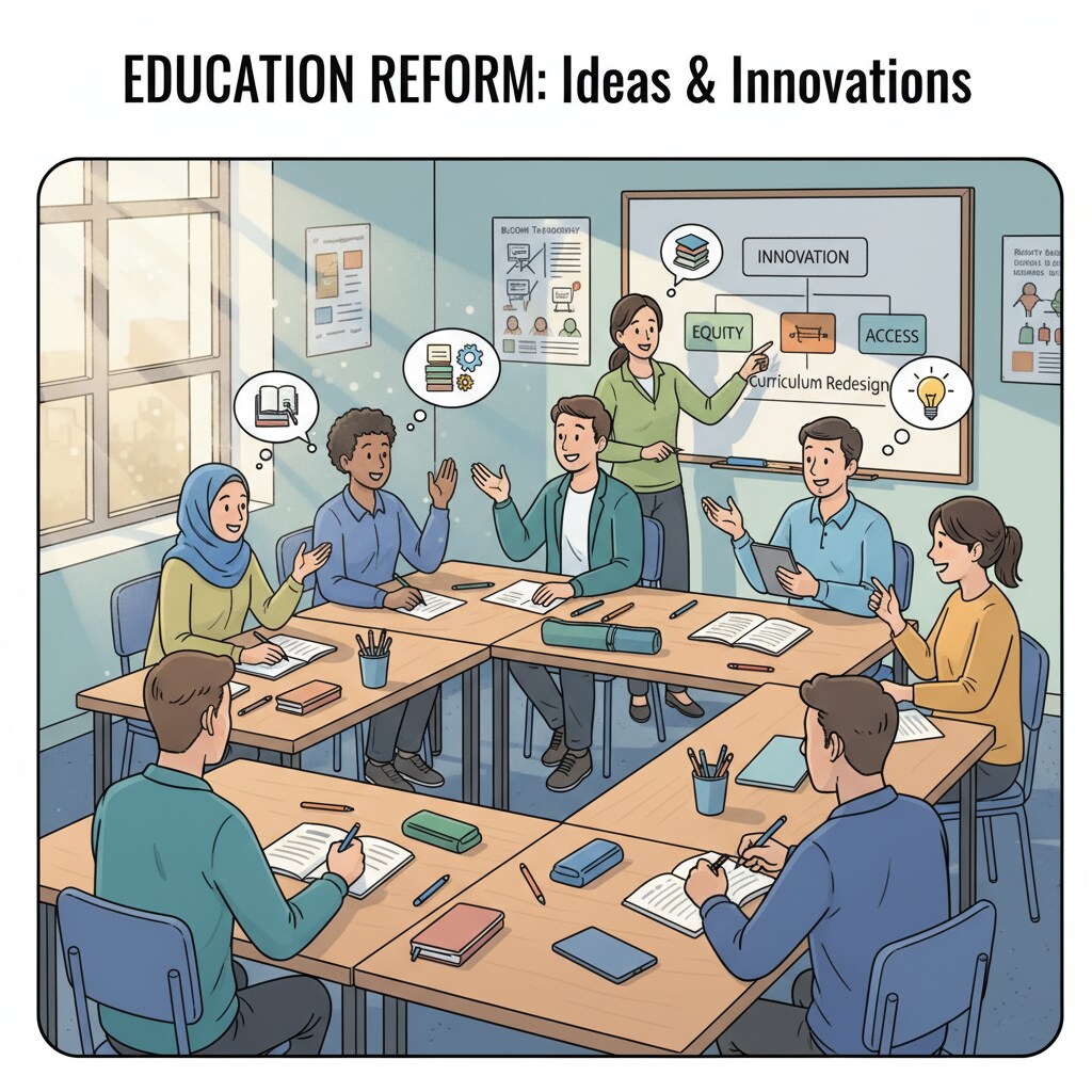 Aspiring teachers discussing educational reform ideas for their future careers in the classroom, related to educational career planning, educational system reform, and teacher development.
