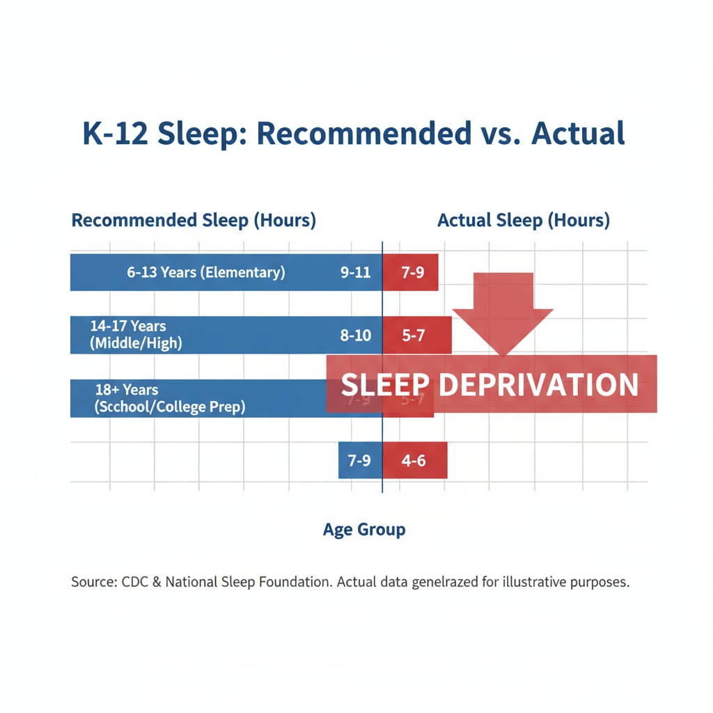 Graph showing sleep deprivation among K12 students due to school pressure