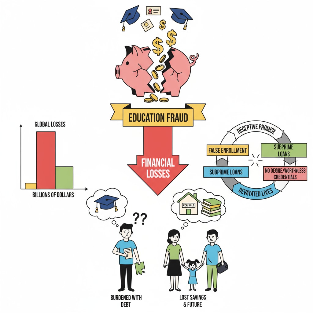 Graph showing financial losses from education fraud of Schiller International University