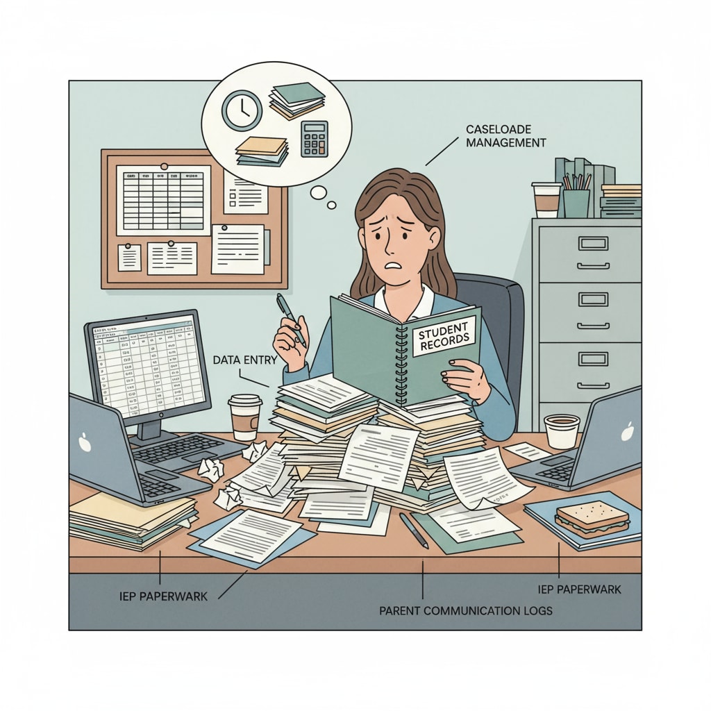 School counselor dealing with administrative tasks in the education system