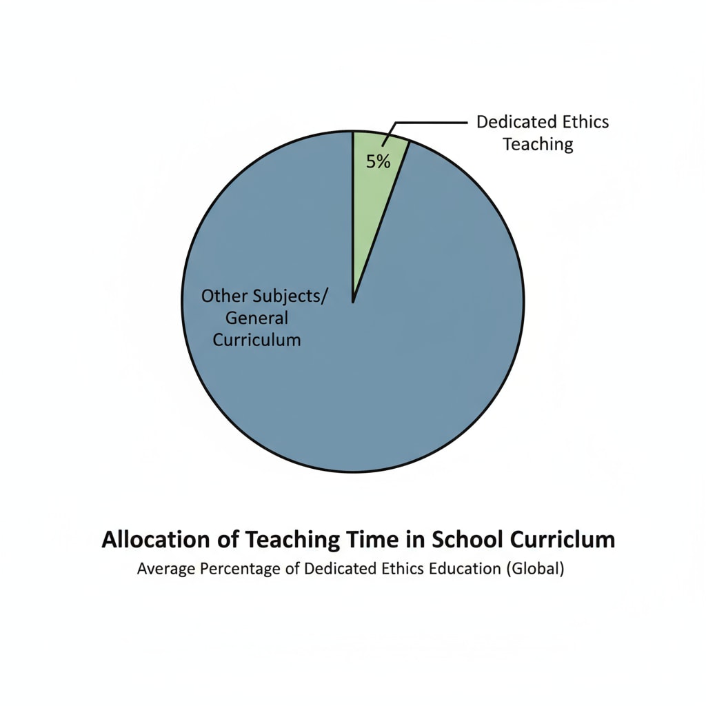 Graph highlighting the low ethics teaching time in schools relevant to ethical courses, compulsory credits, and educational reform