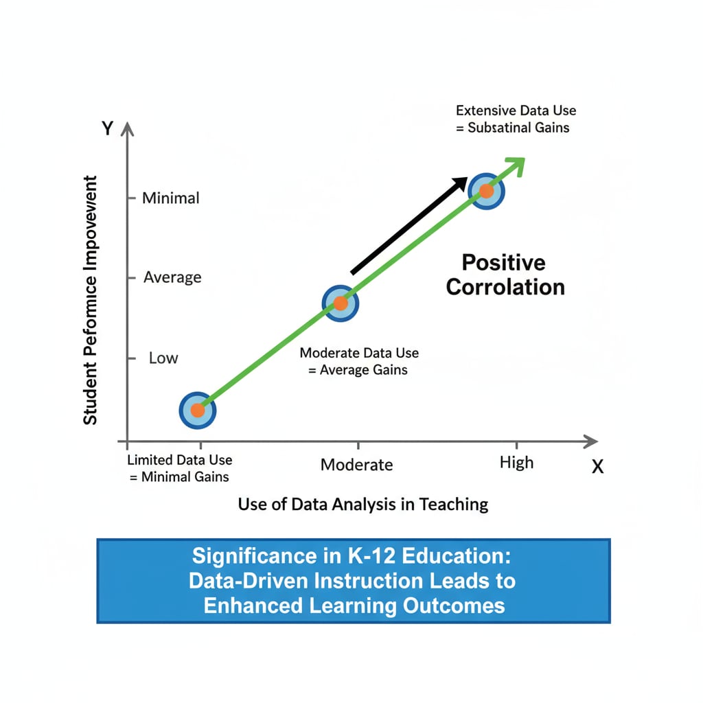 Graph showing the impact of data analysis on student performance in K12 education with free learning resources