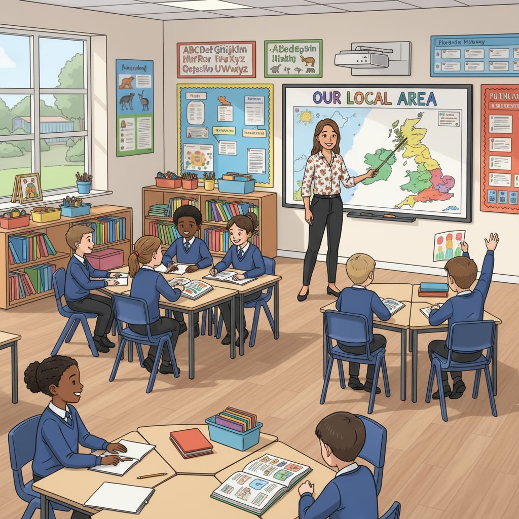 Classroom in UK school related to education system, curriculum reform, and student assessment methods