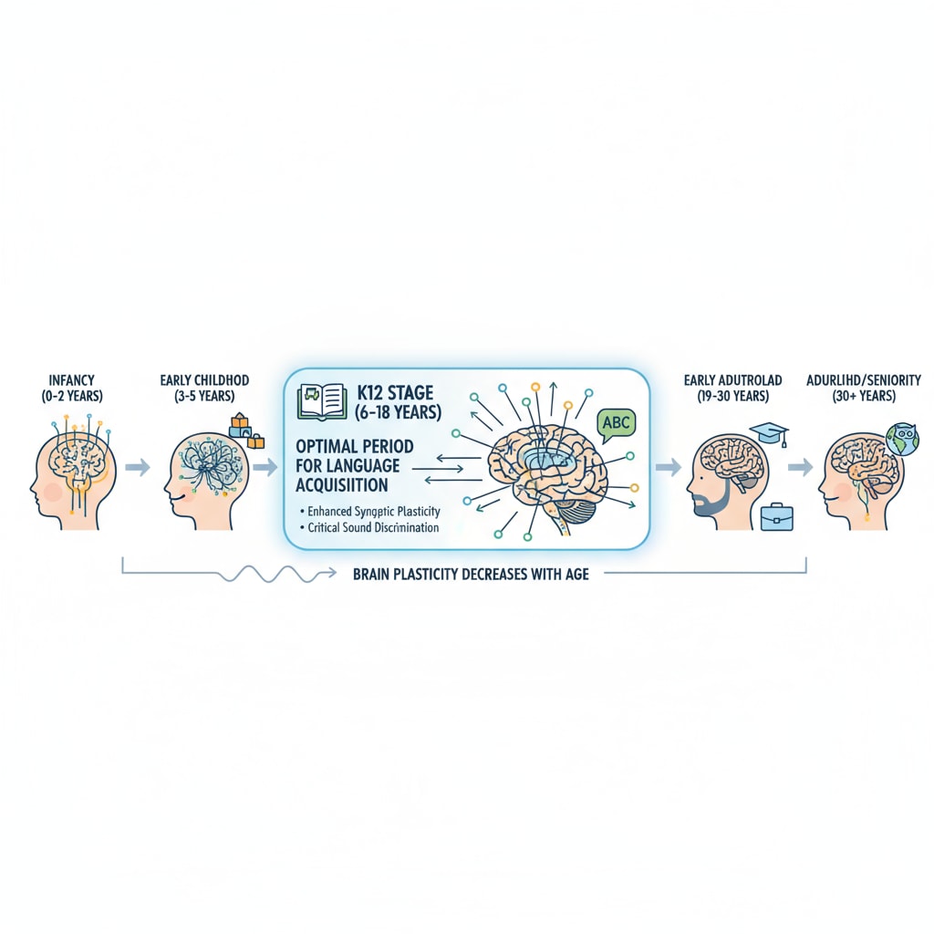 Brain development stages relevant to multilingual learning in K12 students