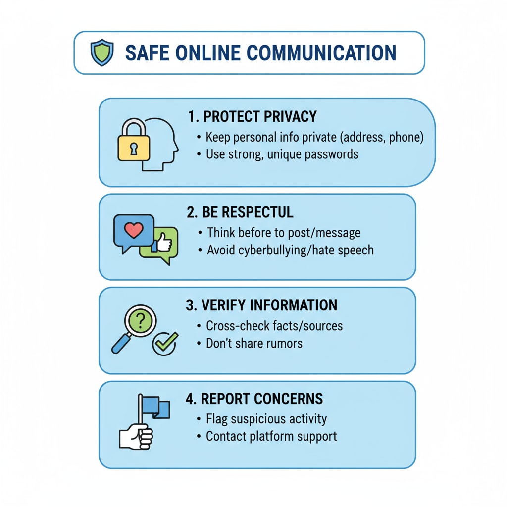 Graphic with tips for safe private messaging on free K12 learning platforms