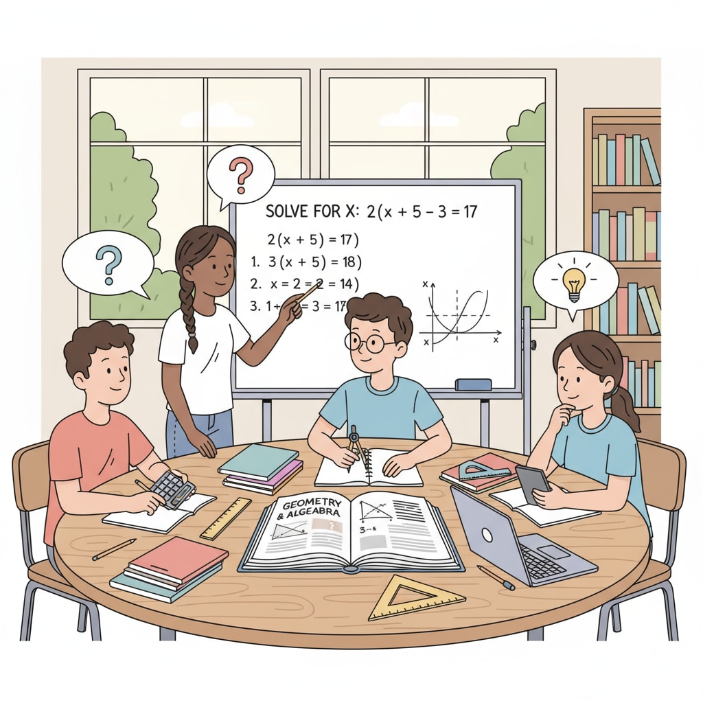High school students collaborating on math problems for standardized tests