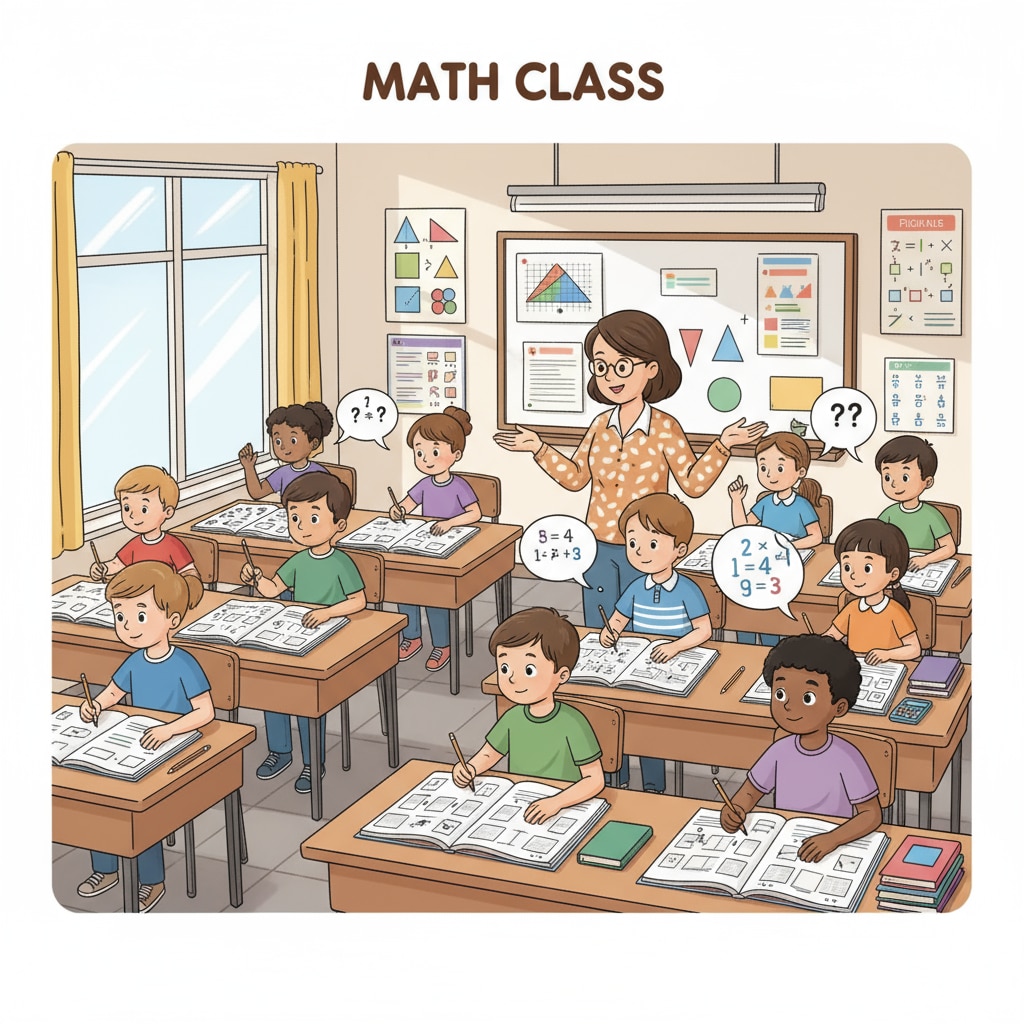 Students working on math problems with a teacher looking on in the context of teacher shortage, student classification, and mathematics education