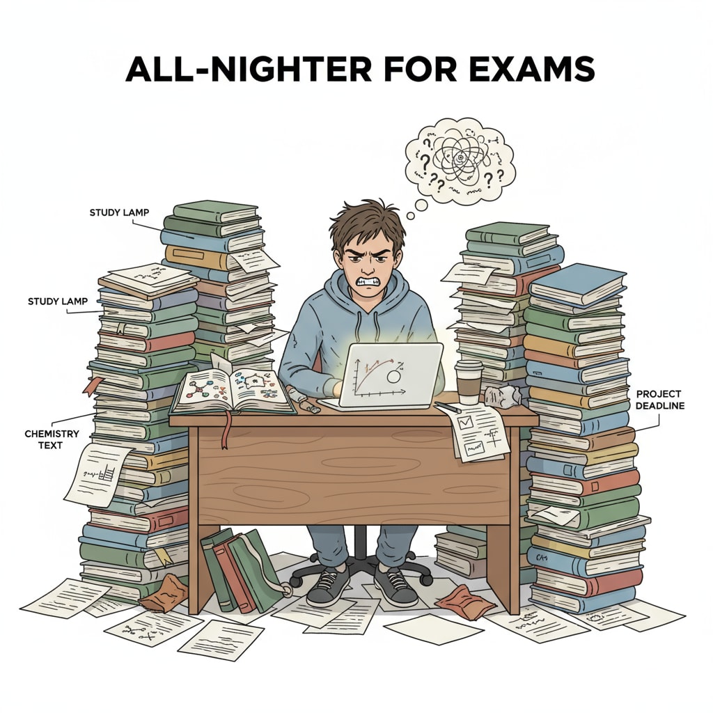 A stressed student in English literature master's studies, in need of stress management.
