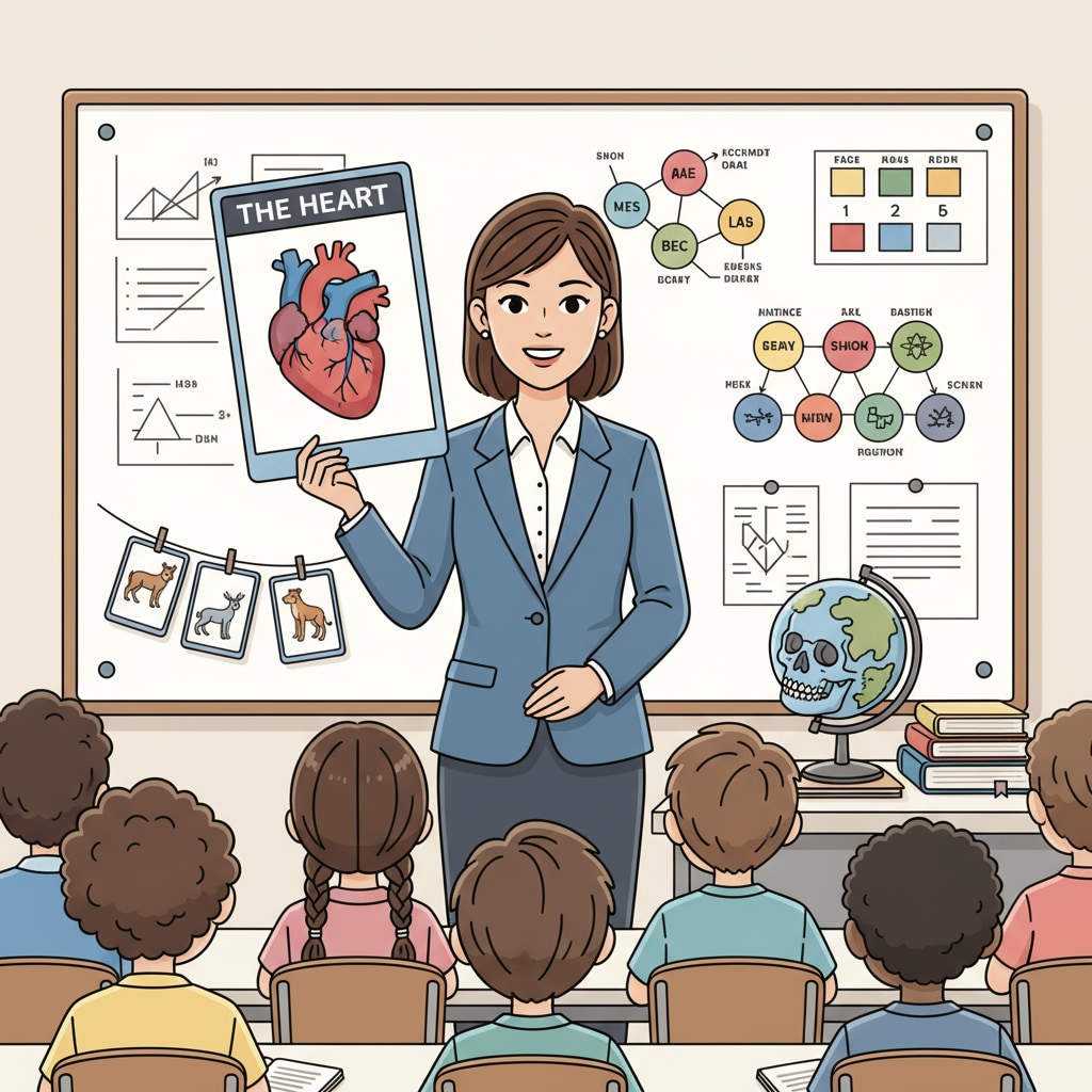 Teacher using teaching aids to align with curriculum goals and assessment in K12 education