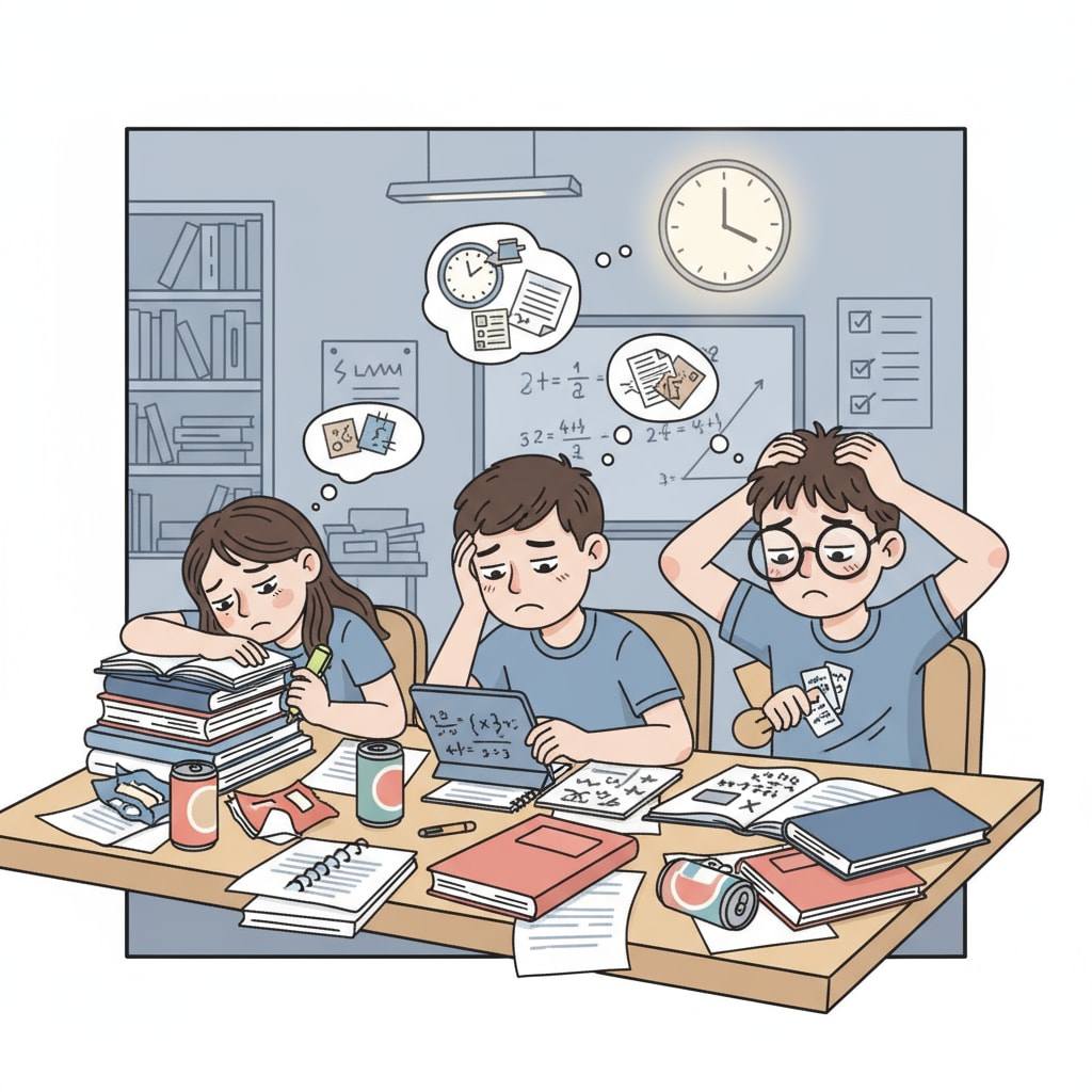 K12 students experiencing sleep deprivation and school stress.