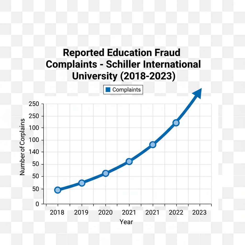 Graph depicting the growth of complaints about Schiller International University's education fraud