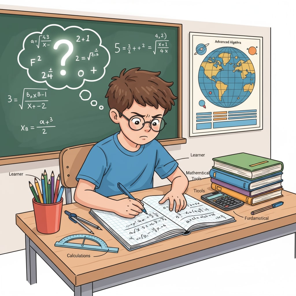 A student solving math problems at a desk relevant to university major choices in math, physics, software engineering