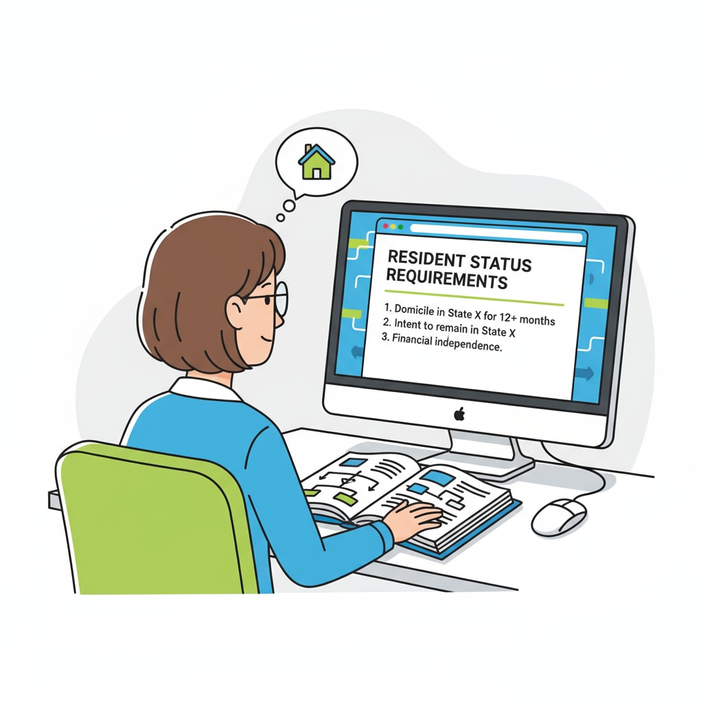 Student researching resident status requirements relevant to in-state tuition, resident status, AB-540 form, and appeal