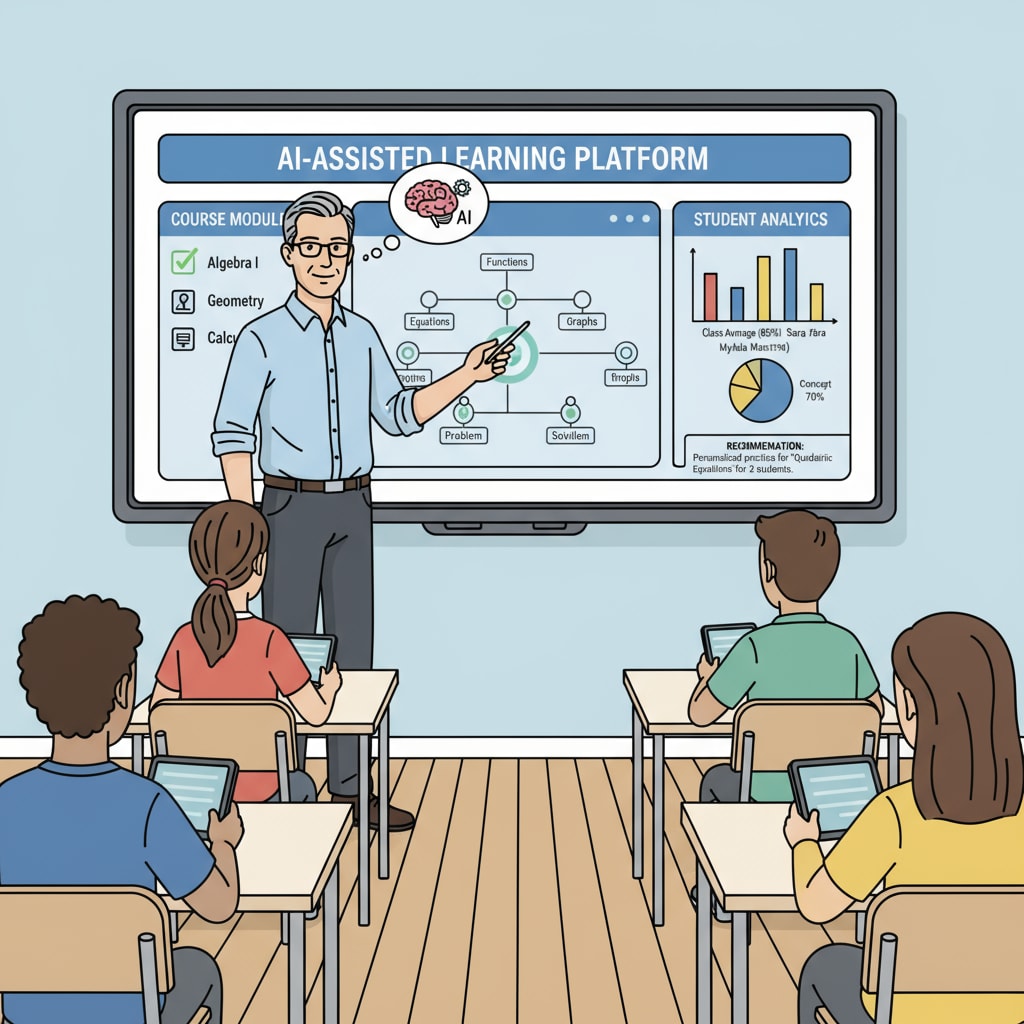 Professor using an AI - assisted teaching platform relevant to artificial intelligence, higher education, and the future of universities