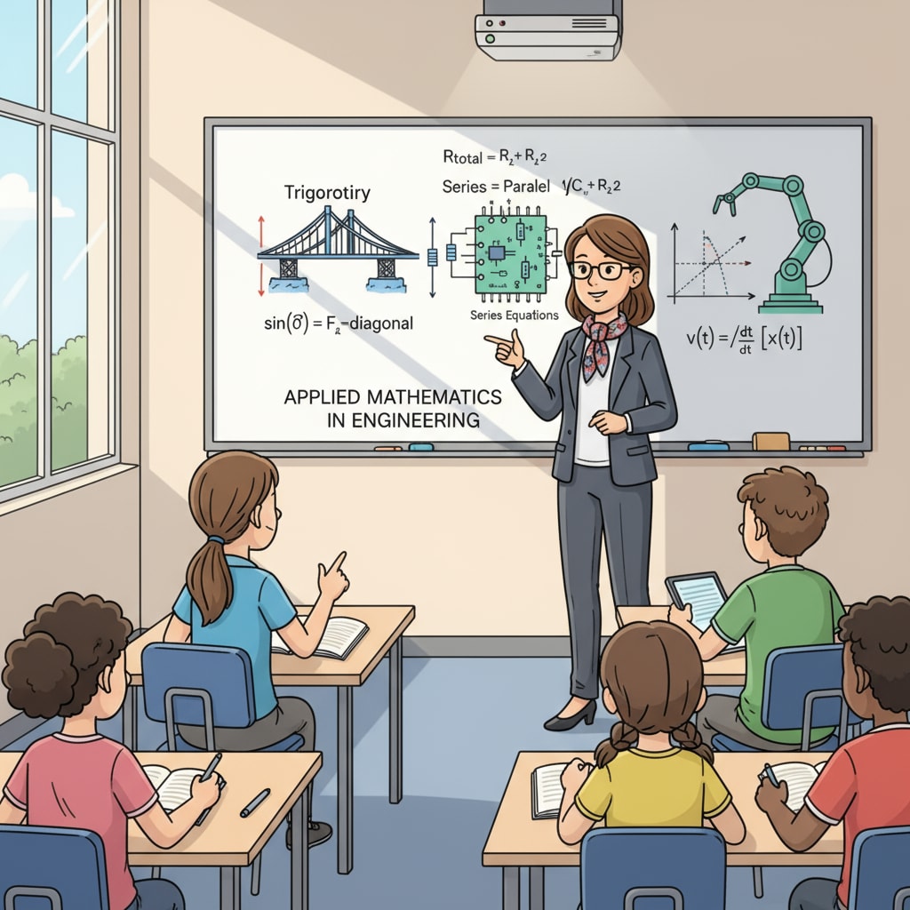 A teacher with an engineering degree teaching math in a classroom