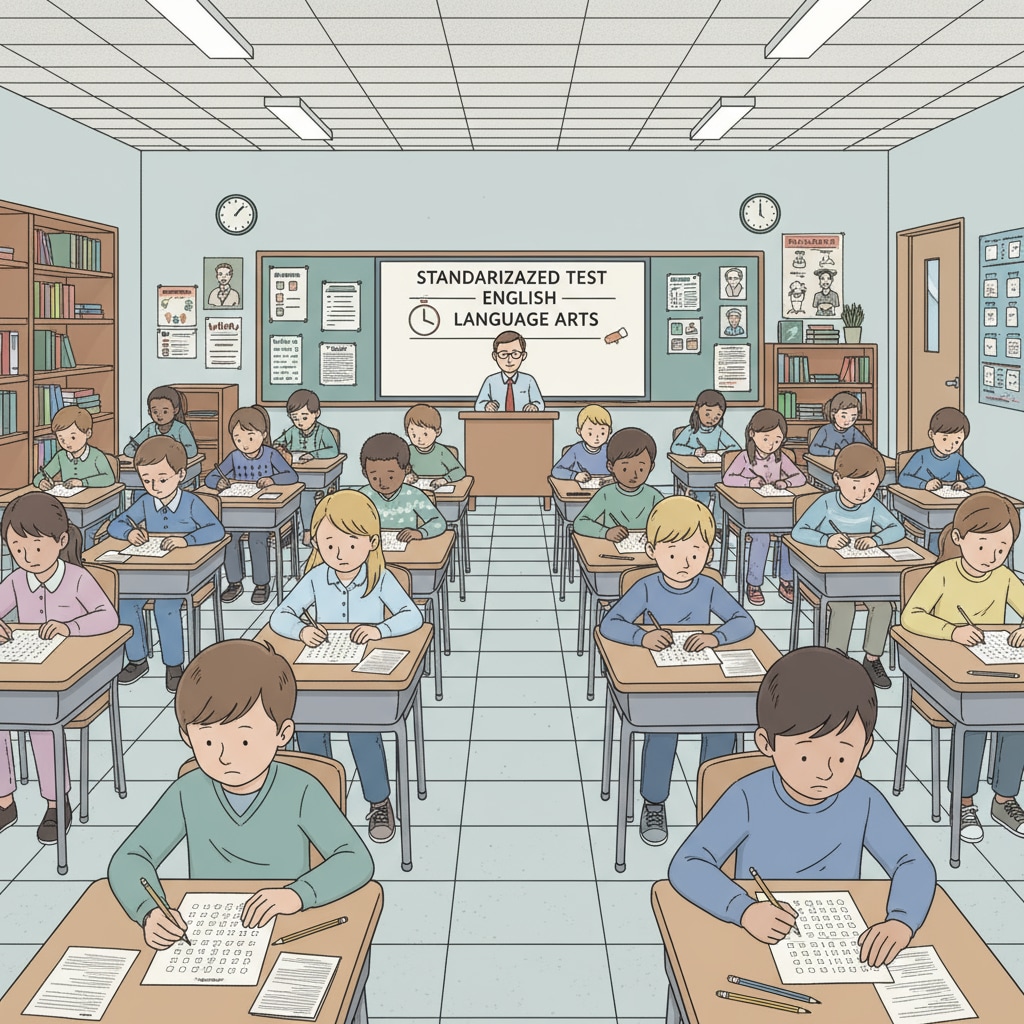 Students taking a standardized test related to memory ability, critical thinking, and assessment system