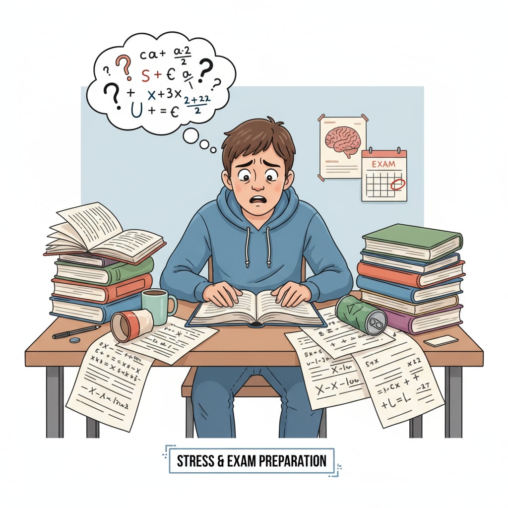 A K12 student showing signs of stress due to inadequate preparation and fear of exam failure
