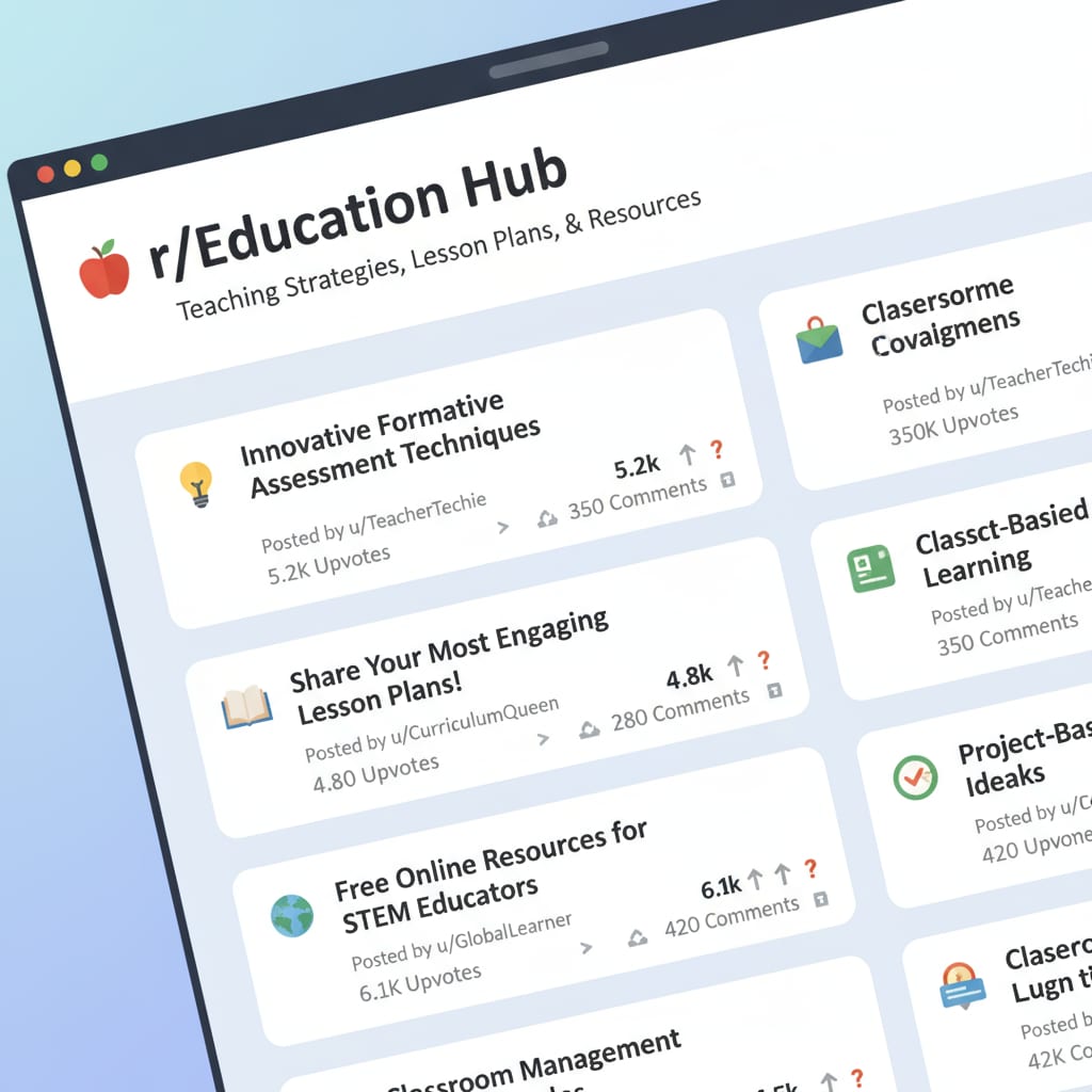 Close-up of a popular education subreddit page highlighting community rules, educational networks, and subreddits features