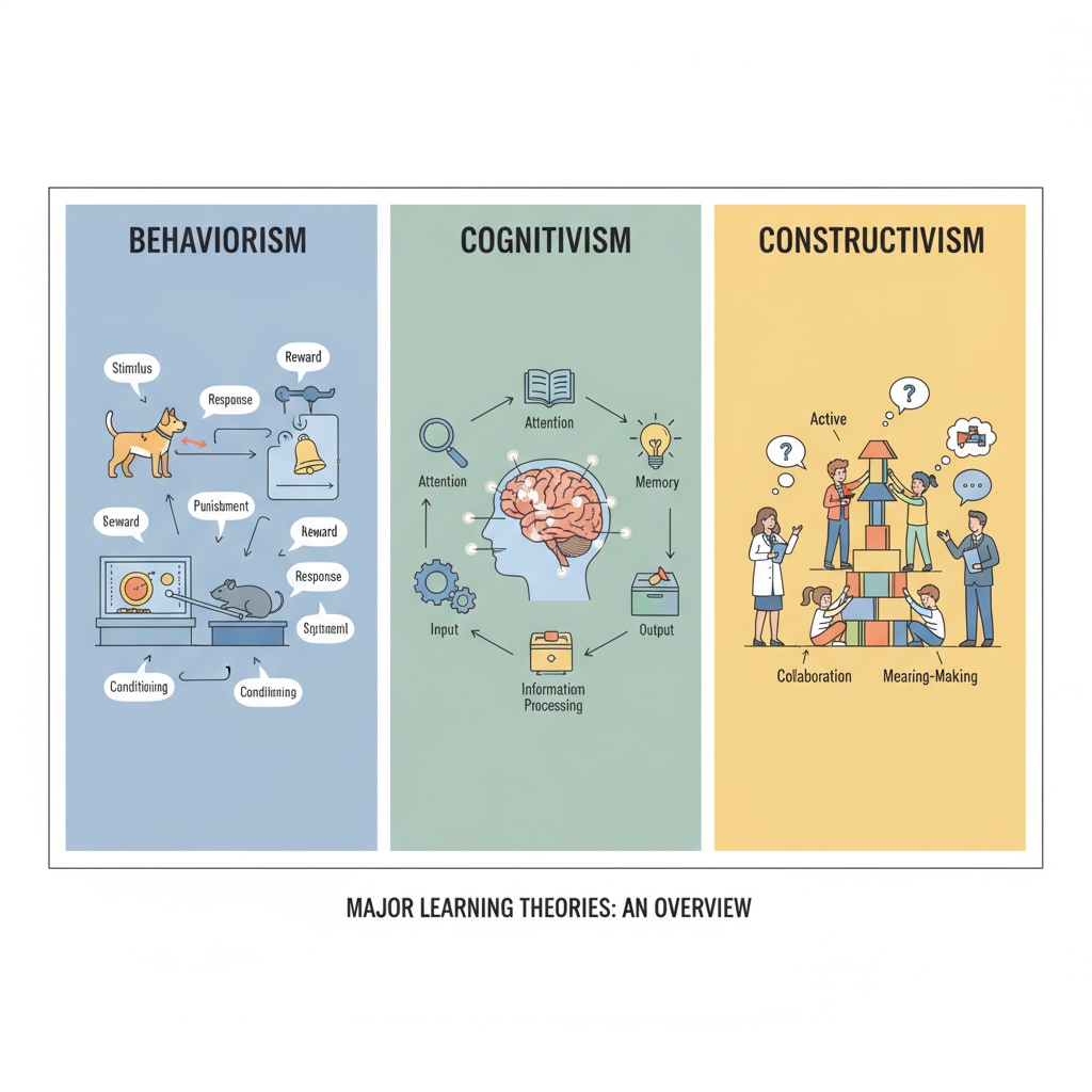 An illustration of different learning theories related to learning theories, cone of experience, practical learning, and multisensory learning