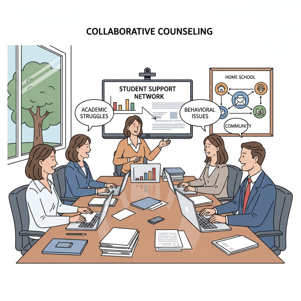 School counselors discussing students' issues in the education system