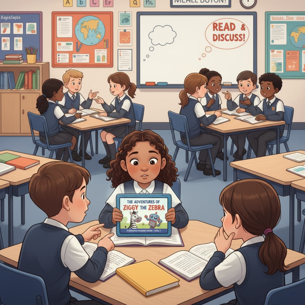 AI-generated decodable reading materials being used in a K12 classroom
