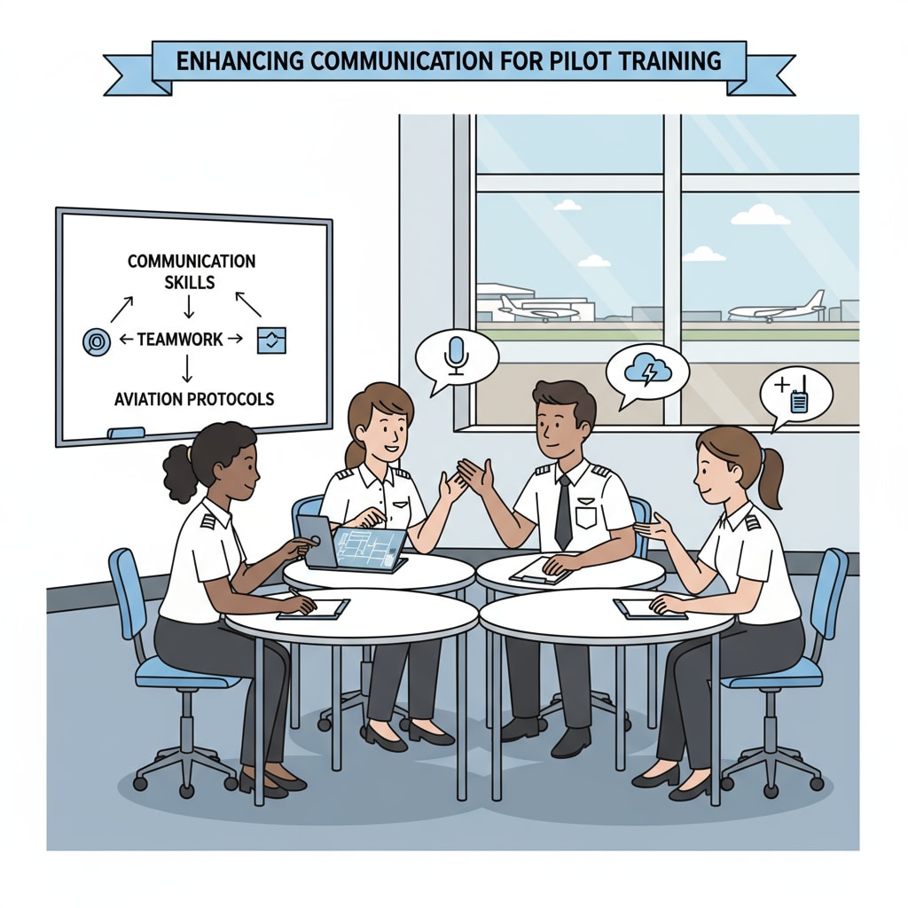 Students developing communication skills for future pilot careers through group discussions