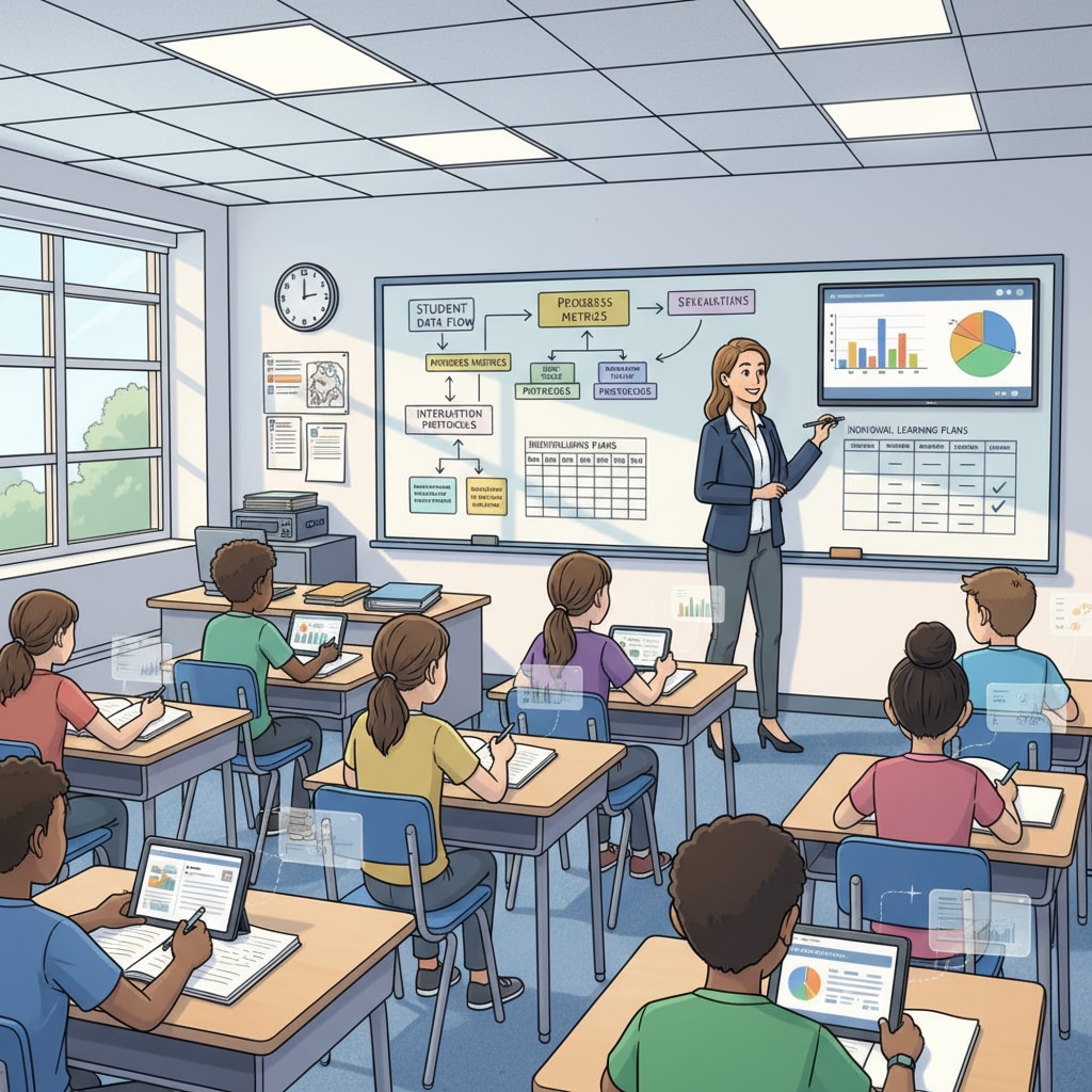 A classroom scene related to data documentation and administrative intervention in K12 education