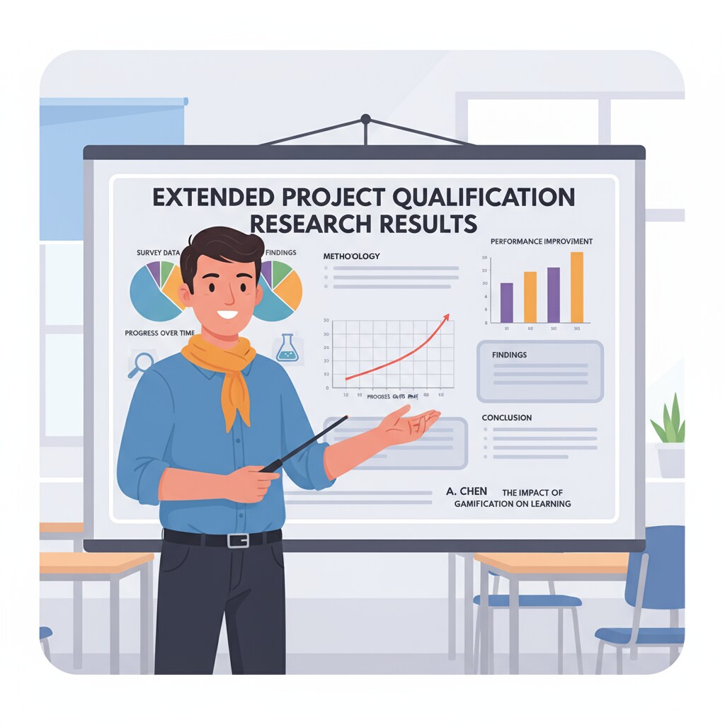 UK education system, student assessment method through Extended Project Qualification presentation