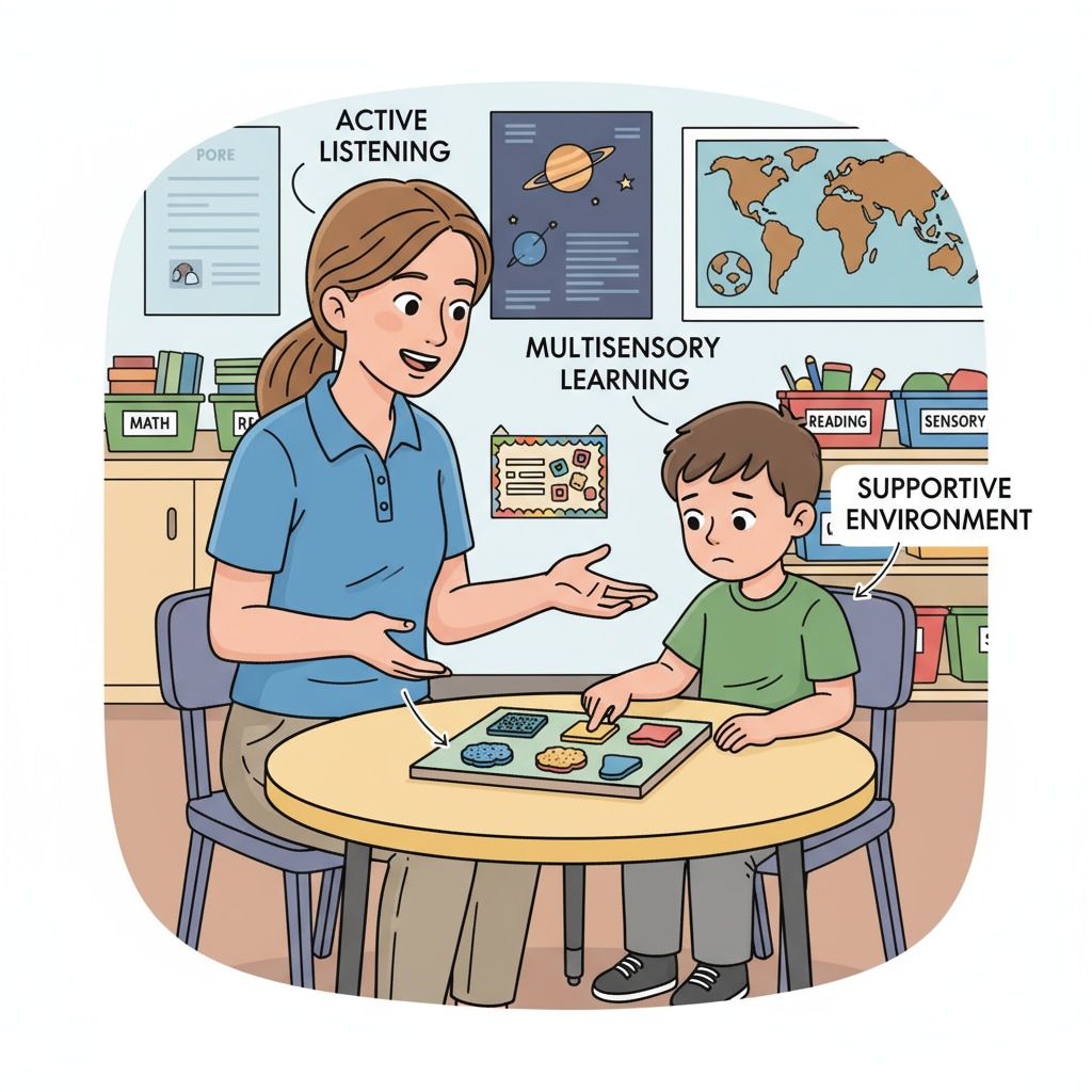 Special education teacher with MSEd degree showing patience and communication skills relevant to career transition