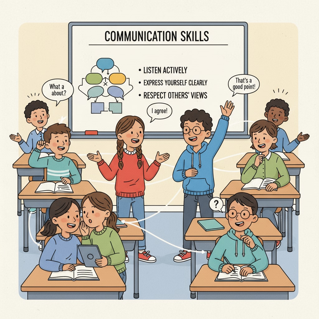 K12 students demonstrating communication skills in a classroom discussion