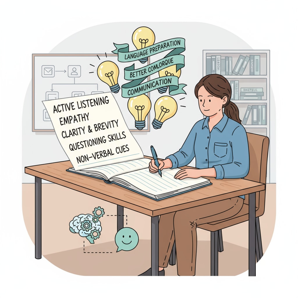 A person preparing key language phrases for short-term communication improvement in a teacher interview.