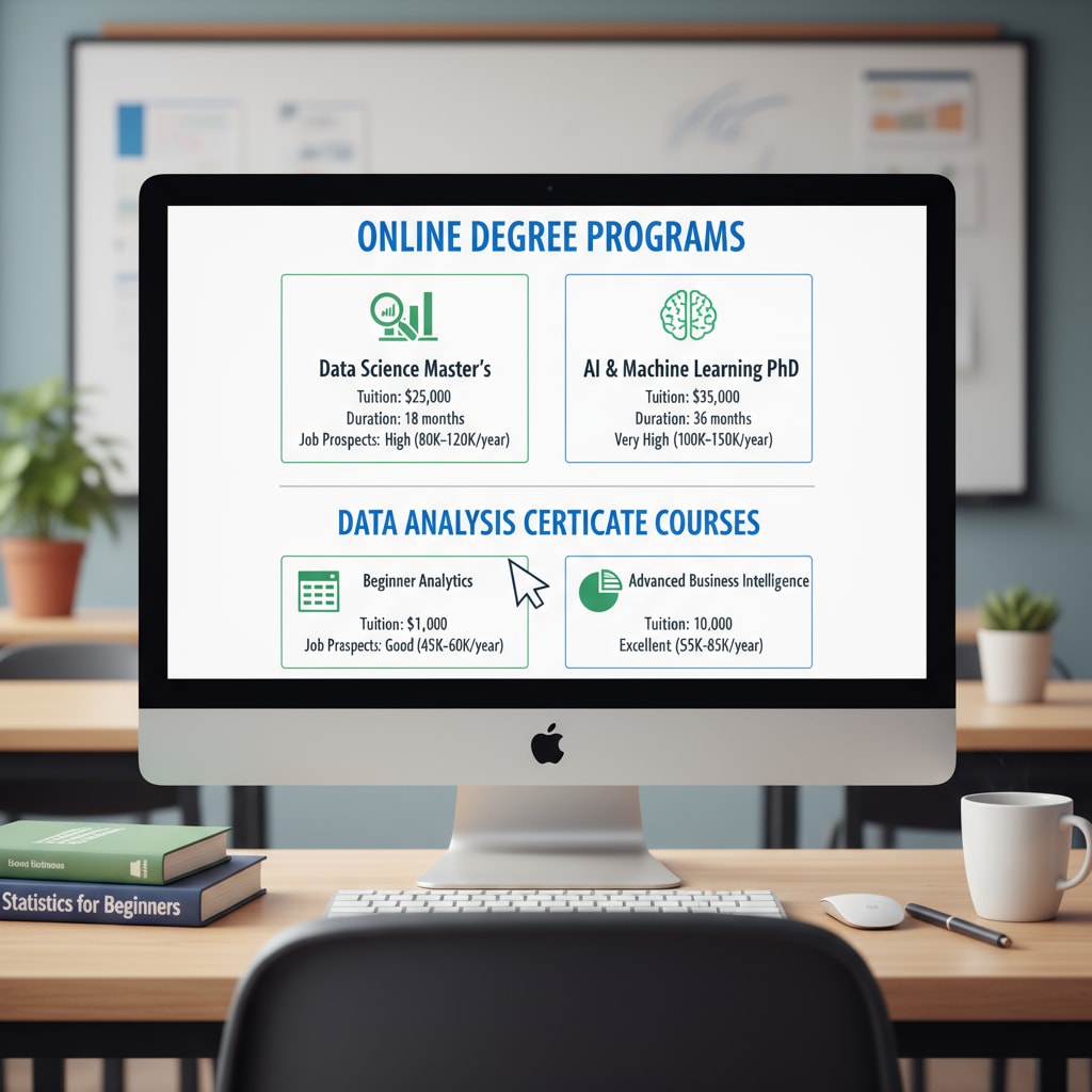 A student considering online degrees and data analysis certificates for career choices