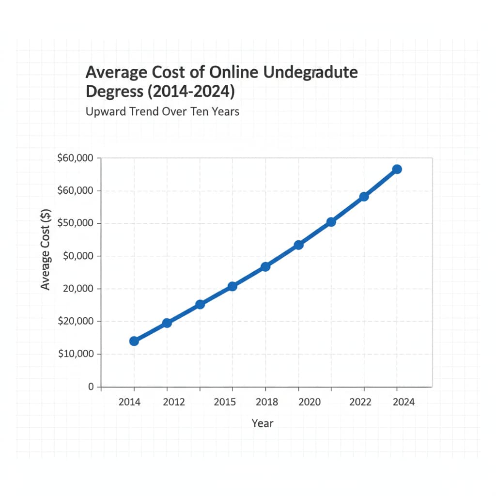 Graph showing the increasing cost of online degrees relevant to educational cost issues and career choices