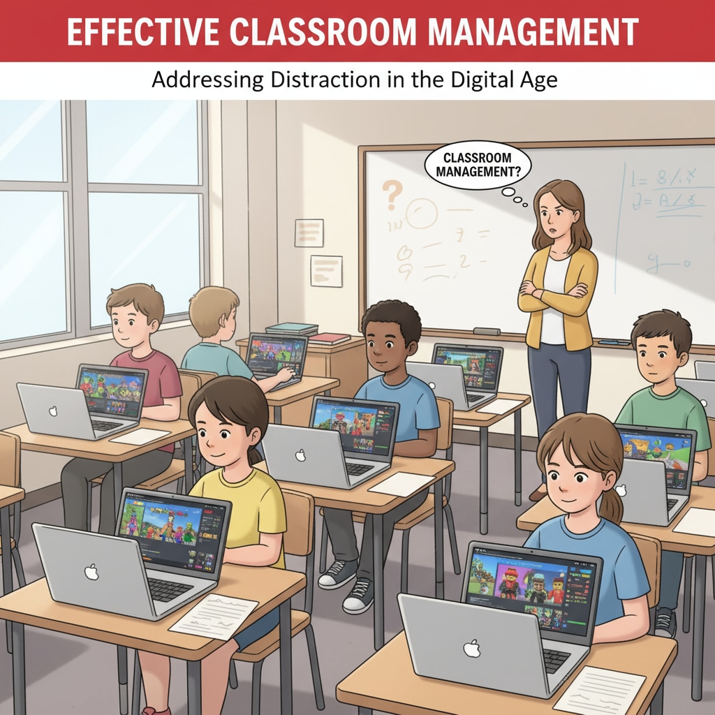 Distracted students with Roblox open on MacBook Pro in a classroom, related to the Roblox and student管控（英文） issue.