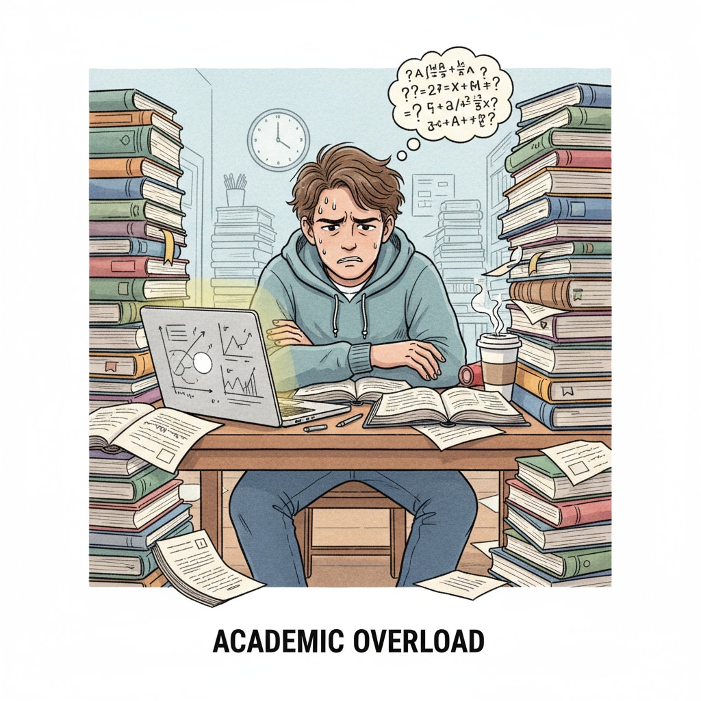 A stressed teenager showing signs of learning difficulties, anxiety, and self-doubt.