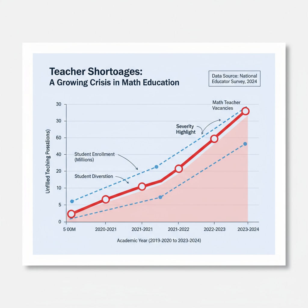 Graph showing the increasing trend of teacher shortages relevant to student diversion and math education.
