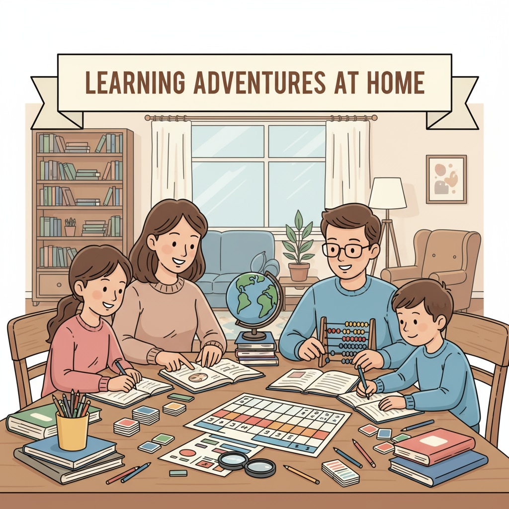 A home schooling scene where a family is engaged in learning, highlighting the concept of home schooling and its potential for bias transmission.