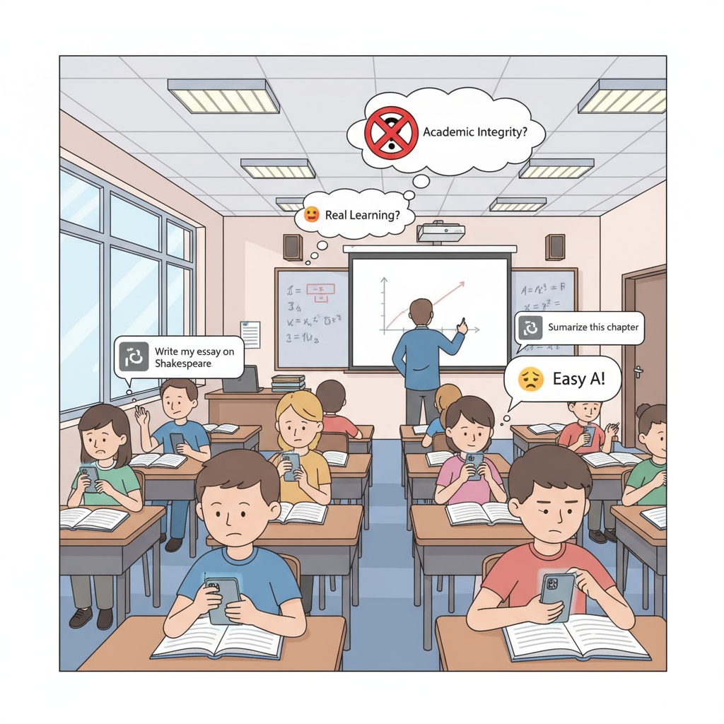Classroom scene showing potential ChatGPT cheating