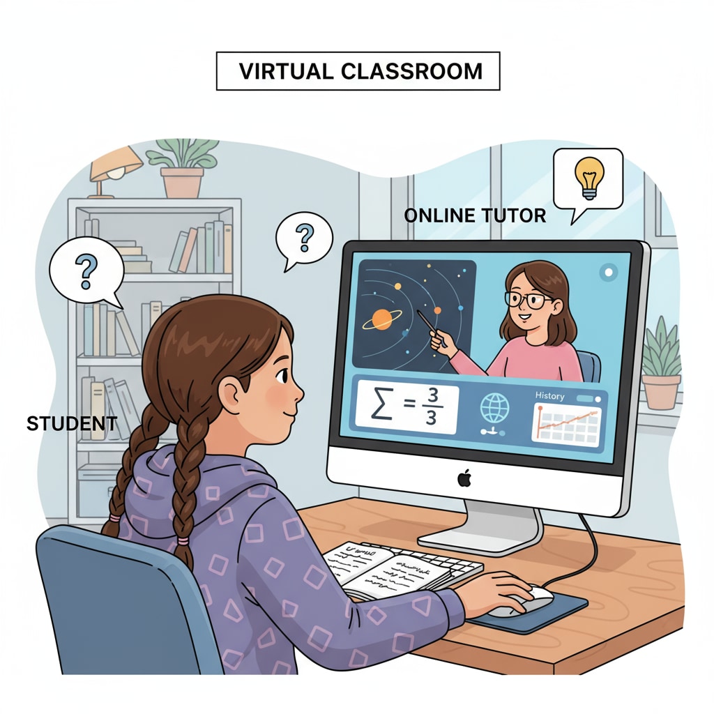 A student participating in an online K-12 tutoring session, highlighting the digital nature of the experience that may affect parents' trust.