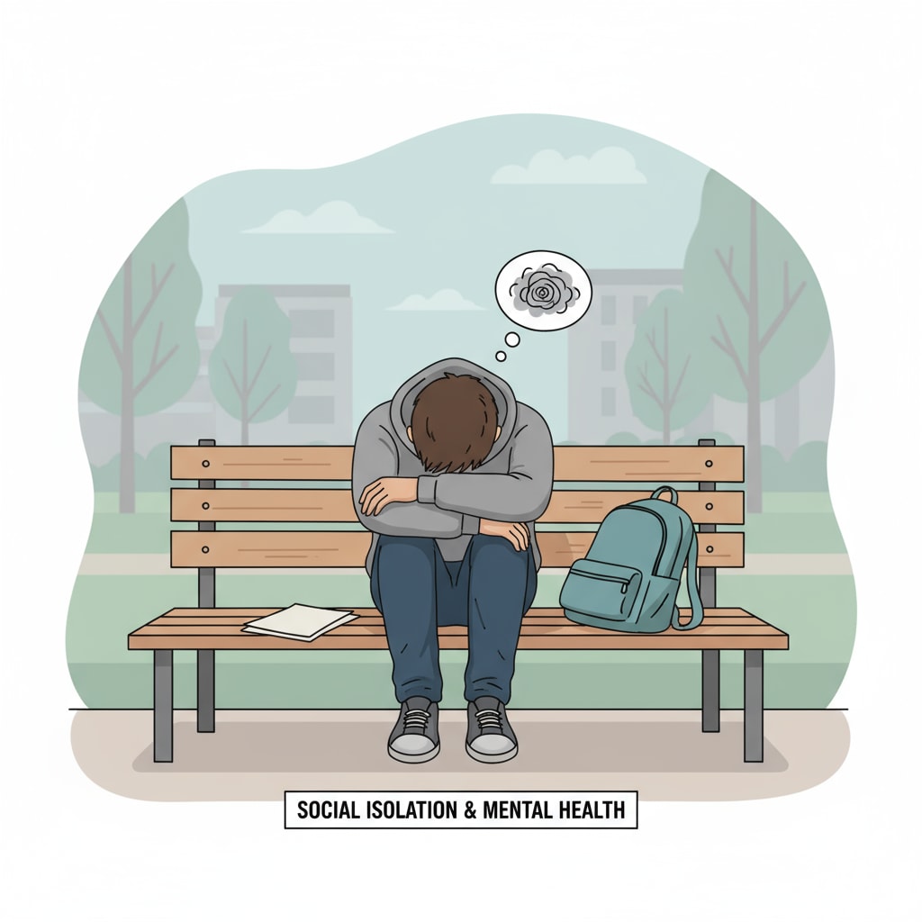 A sad student sitting alone related to mental health, taking a semester off, and social pressures