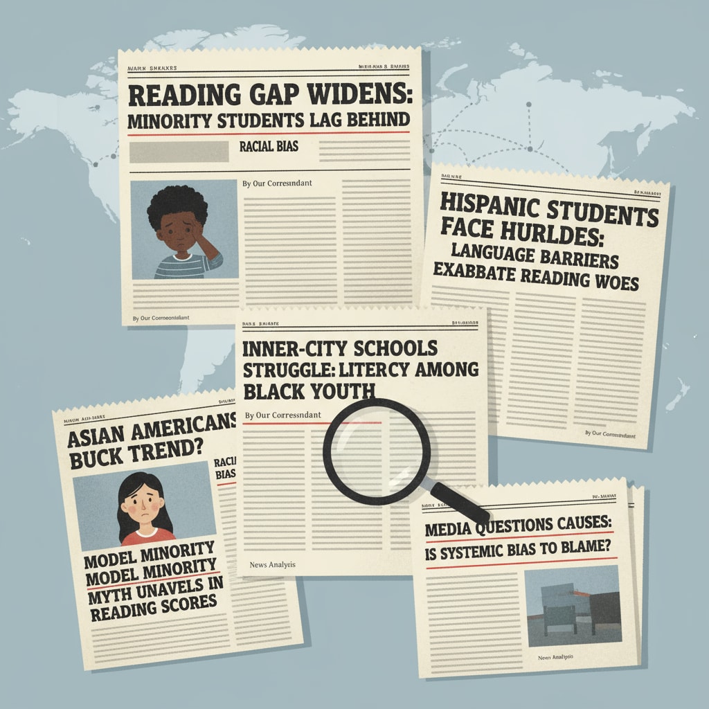 Newspaper articles highlighting racial bias in reporting student reading difficulties, emphasizing the need for change.