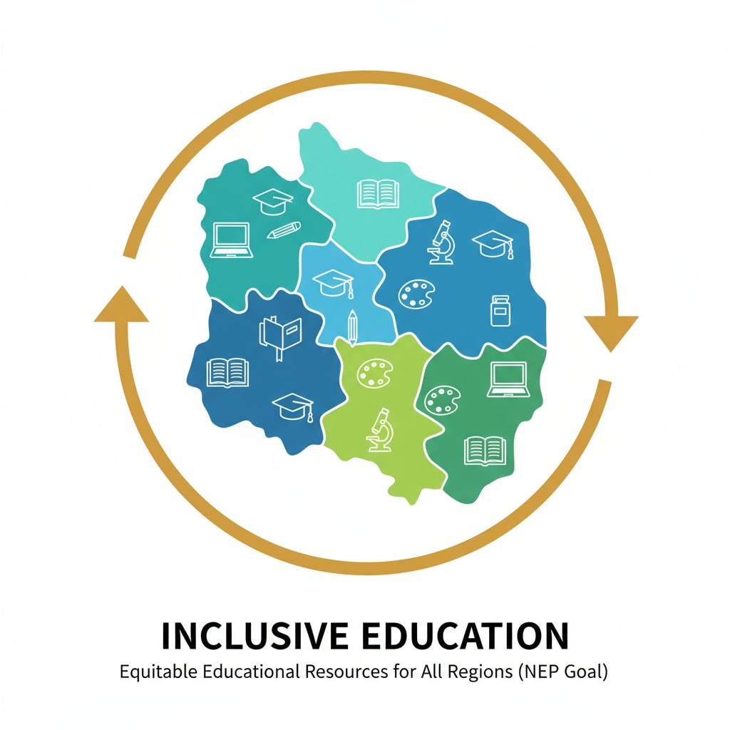 A map demonstrating the goal of inclusive education in the National Education Policy (NEP) for K12 education.