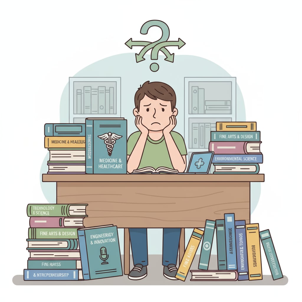 A young person facing career choice confusion between physical therapy and content creation