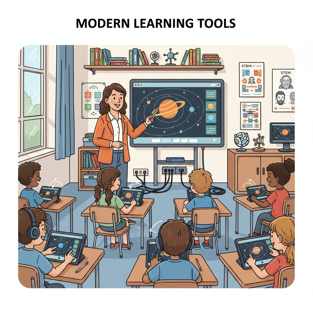 A teacher using educational technology tools for a career transition related to master degrees and multifunctionality