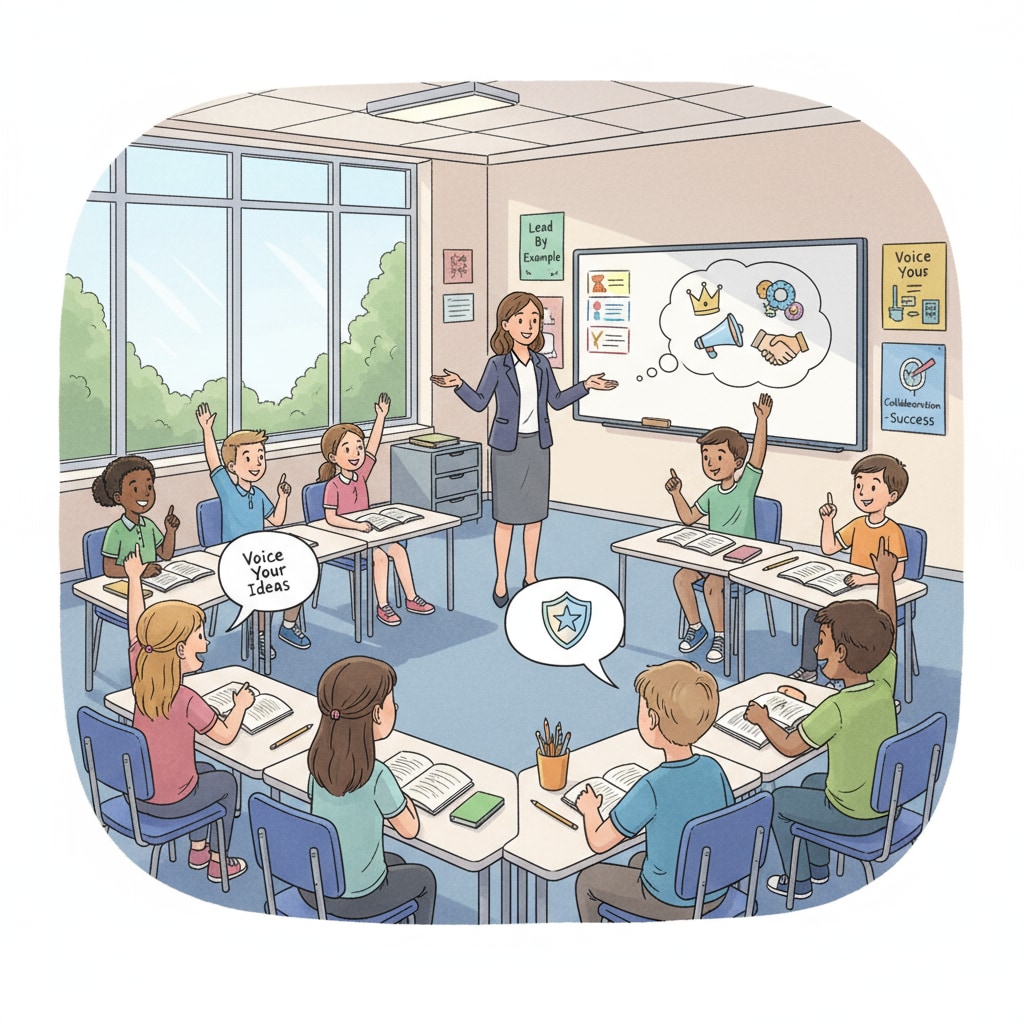 Teacher leading a classroom discussion relevant to General Motors, IQ research, and leadership cultivation