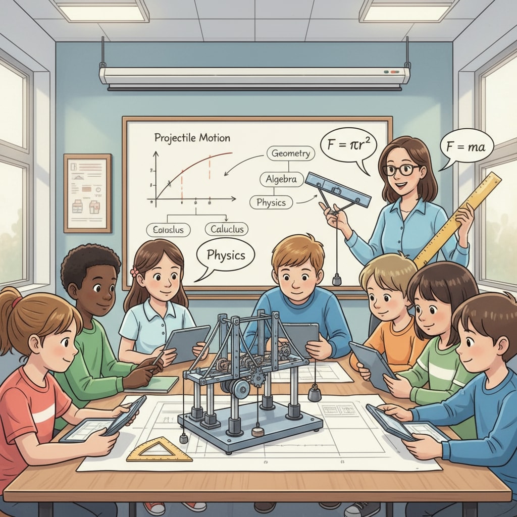 A scene showing the relation between mechanical engineering and mathematics education during a career transition.